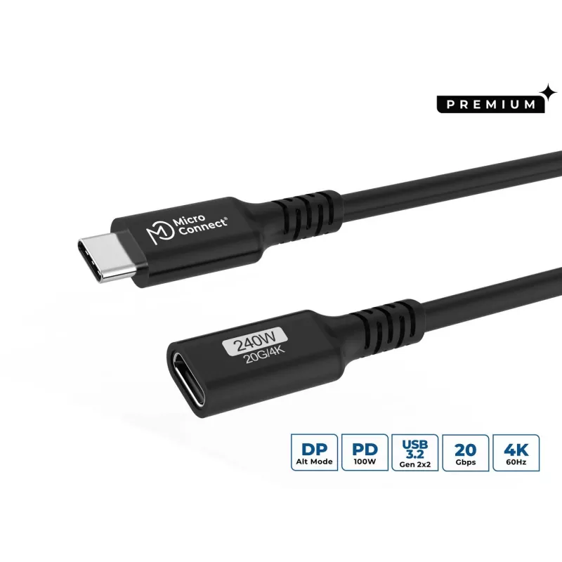Microconnect USB3.2CC1EX kabel USB USB4 Gen 2x2 1 m USB C Czarny