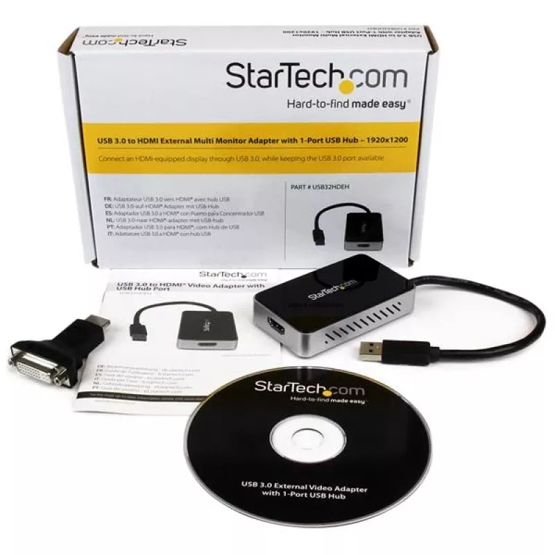 StarTech.com Adapter USB 3.0 na HDMI z 1x USB, konwerter monitora USB na HDMI dla Windows (brak wsparcia dla macOS/ChromeOS/Linux) - TAA