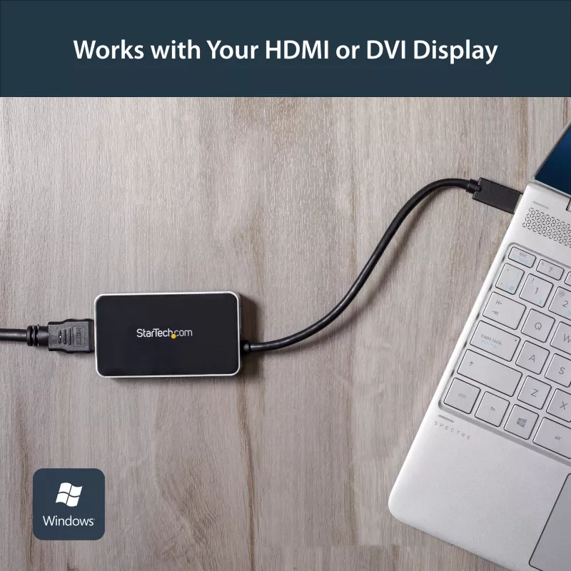 StarTech.com Adapter USB 3.0 na HDMI z 1x USB, konwerter monitora USB na HDMI dla Windows (brak wsparcia dla macOS/ChromeOS/Linux) - TAA