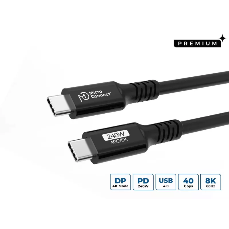 Kabel USB Microconnect USB4CC05-240W 0,5 m USB C 40 Gbit/s Czarny