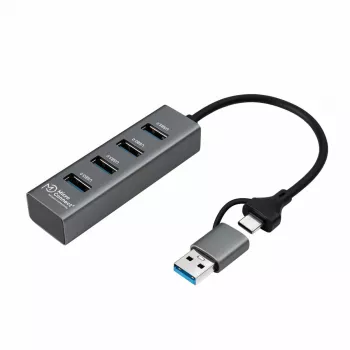 Microconnect USBHUB4-2IN1 koncentrator interfejsów USB 3.2 Gen 1 (3.1 Gen 1) Type-A 5000 Mbit/s czarny