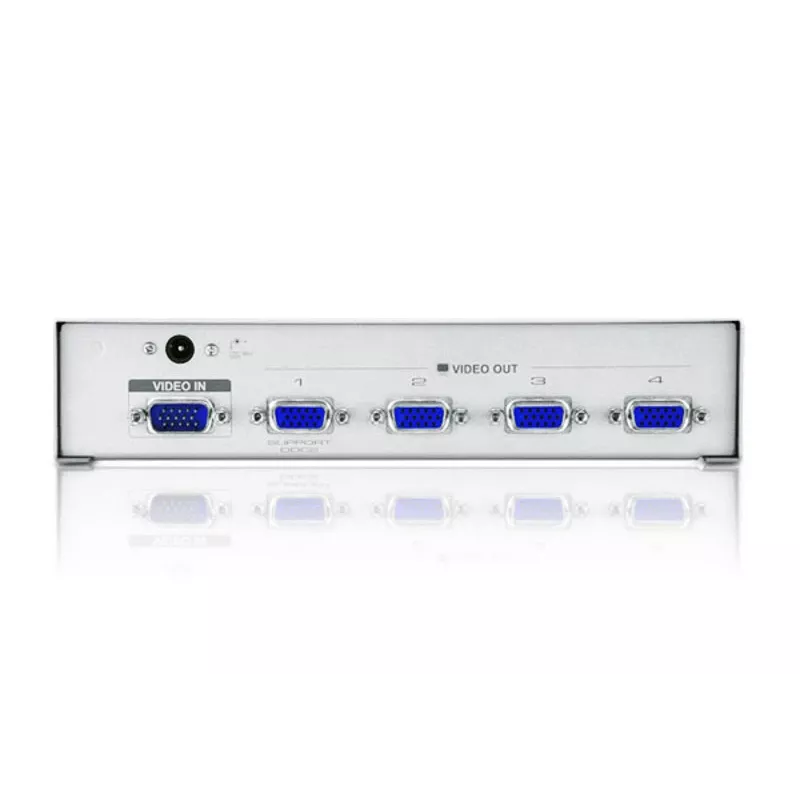 ATEN 4-portowy rozdzielacz sygnału wideo VGA (350 MHz), VGA, 4x VGA, 1920 x 1440 pikseli, srebrny, metalowy, 30 m