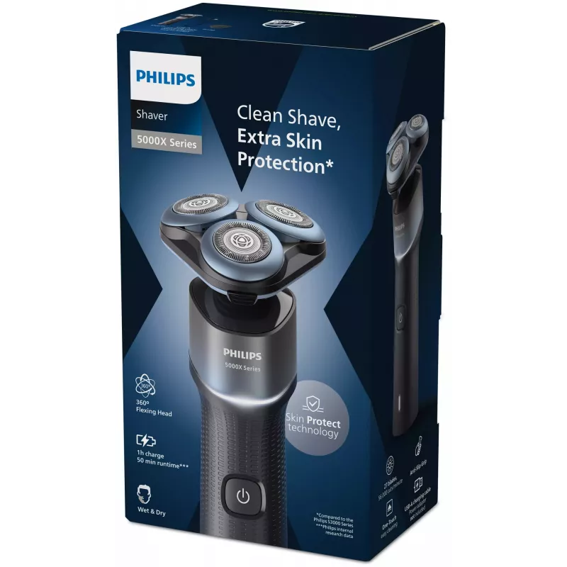 Golarka elektryczna Philips Shaver 5000X series X5006/00 — 3 głowice obrotowe, Wet & Dry, 50 min pracy na baterii, szybkie ładowanie USB-C
