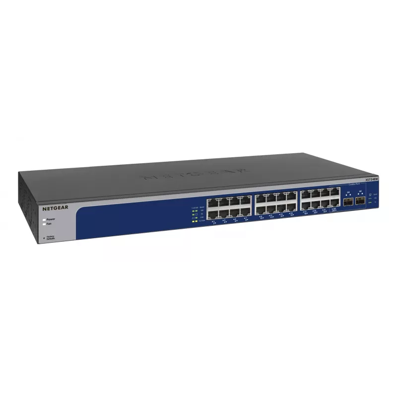 NETGEAR XS724EM Managed L2 10G Ethernet (100/1000/10000) 1U Niebieski, Szary