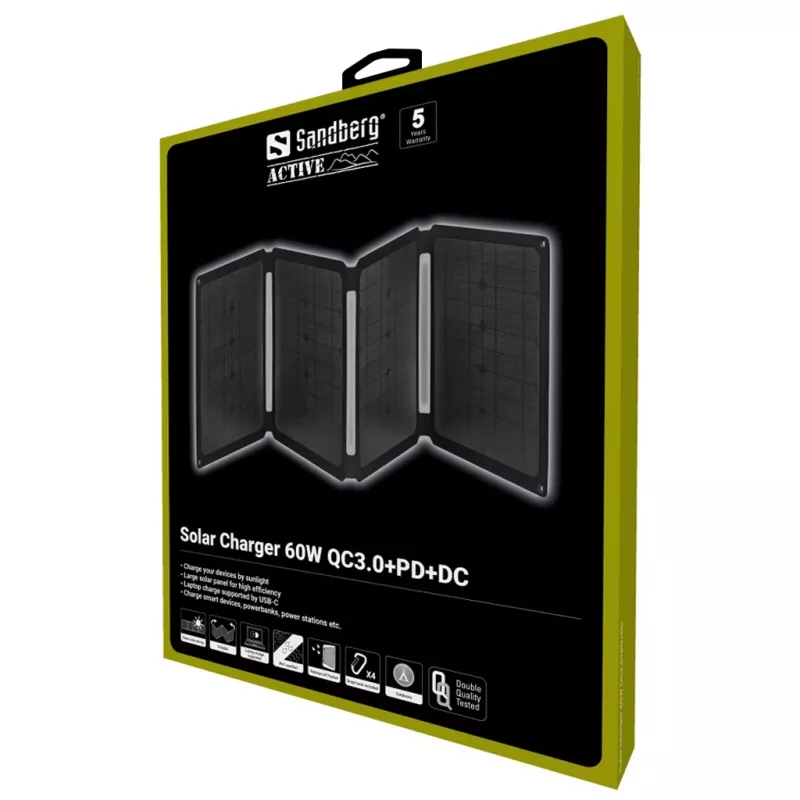 Sandberg Solar Charger 60W QC3.0+PD+DC Monocrystalline Czarny