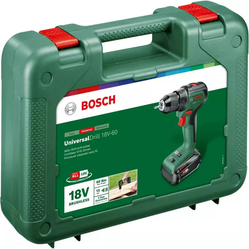 Bosch UniversalDrill 18V-60 1900 RPM Keyless 1.3 kg Czarny, Zielony