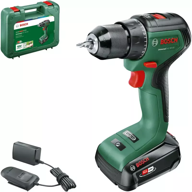 Bosch UniversalDrill 18V-60 1900 RPM Keyless 1.3 kg Czarny, Zielony