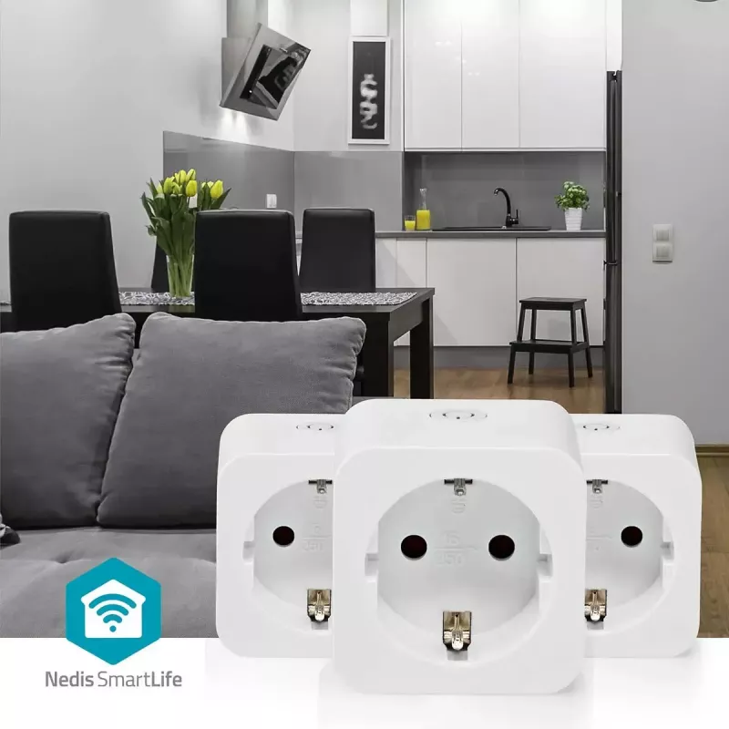 Inteligentna wtyczka Nedis WIFIP121FWT3 - wewnętrzne gniazdo Wi-Fi, zestaw 3 szt.