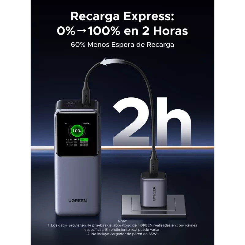 Ugreen 20000mAh 130W Szybkie Ładowanie Powerbank Litowy Szary