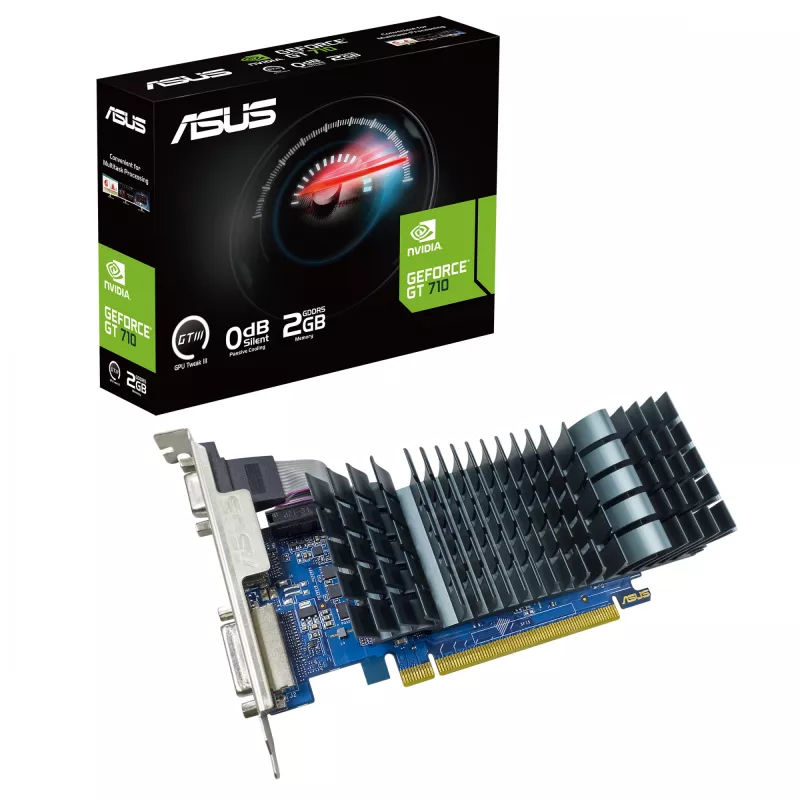 Karta graficzna ASUS GeForce GT 710 — 2 GB GDDR5, 64-bit, PCIe 2.0, chłodzenie pasywne