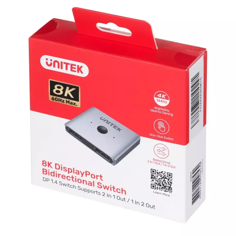 Unitek Dwukierunkowy Przełącznik DP 1.4 8K 2-w-1 (MPN V1609A)