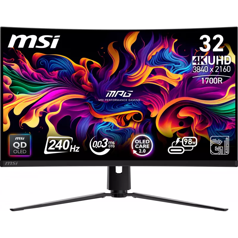 Monitor komputerowy MSI MPG 321CURX QD-OLED 80 cm (31,5 cala) 3840 x 2160 pikseli 4K Ultra HD Czarny