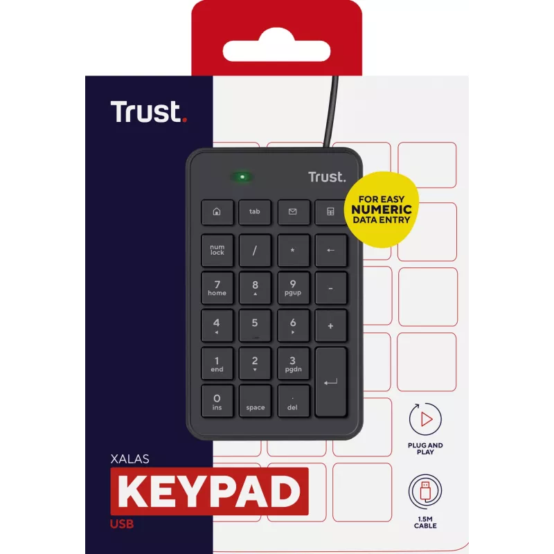 Trust 22221 klawiatura numeryczna Laptop/PC USB Czarna