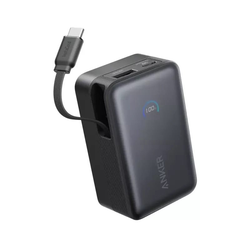 Powerbank Anker Nano 45W z wbudowanym wysuwanym kablem USB-C A1638H11 10000 mAh Czarny