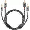 Kabel audio WENTRONIC Goobay 65293 — 2 m, 2×RCA męski na 2×RCA męski, miedź, pozłacane styki, ekranowanie magnetyczne, szary