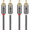 Kabel audio WENTRONIC Goobay 65293 — 2 m, 2×RCA męski na 2×RCA męski, miedź, pozłacane styki, ekranowanie magnetyczne, szary