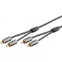 Kabel audio WENTRONIC Goobay 65293 — 2 m, 2×RCA męski na 2×RCA męski, miedź, pozłacane styki, ekranowanie magnetyczne, szary