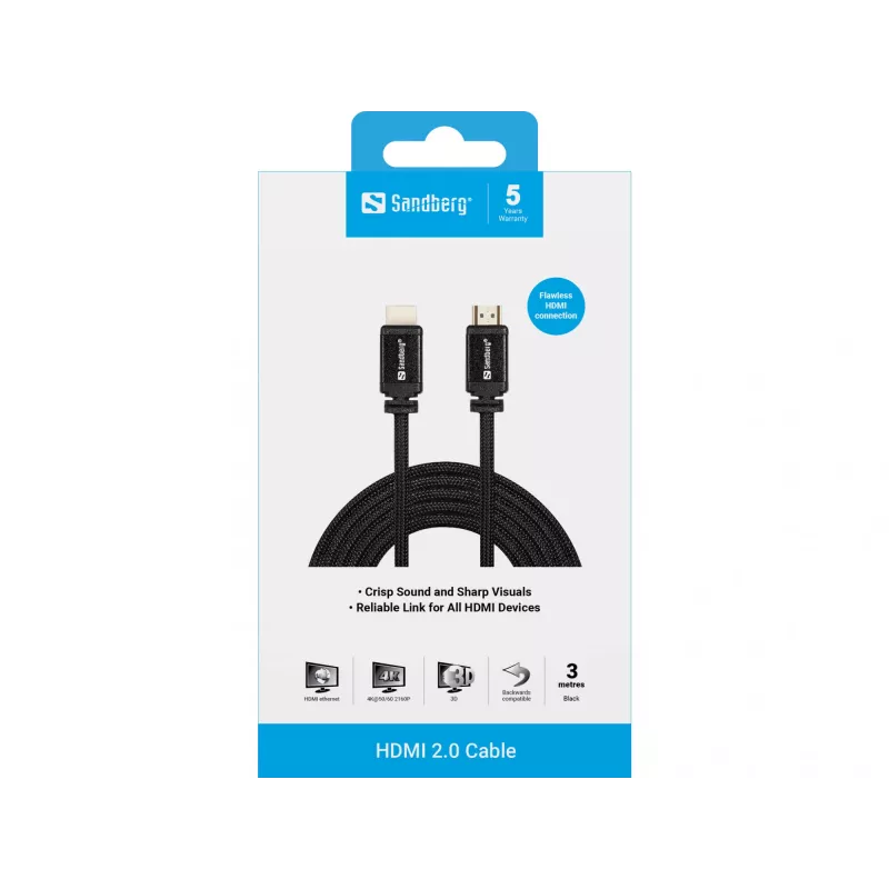 Kabel HDMI Sandberg HDMI 2.0 19M-19M 3m