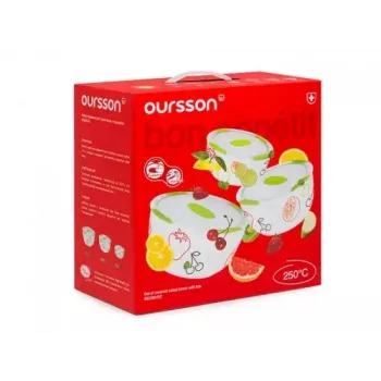 Salaterka Oursson BS2981RC/GA okrągła ceramiczna wielokolorowa 3 szt.