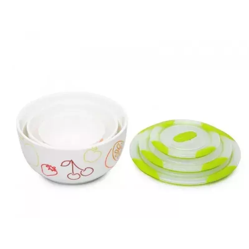 Salaterka Oursson BS2981RC/GA okrągła ceramiczna wielokolorowa 3 szt.