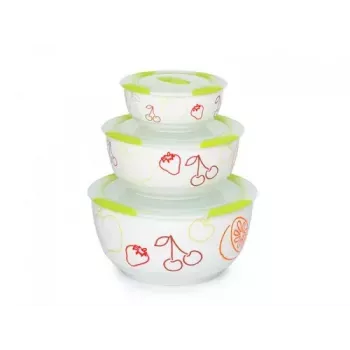 Salaterka Oursson BS2981RC/GA okrągła ceramiczna wielokolorowa 3 szt.