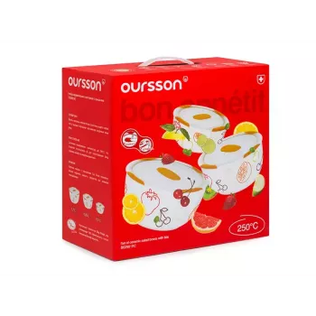 Zestaw misek OURSSON BS2981RC/OR 1,7 l okrągłe ceramiczne pomarańczowo-białe 3 szt.