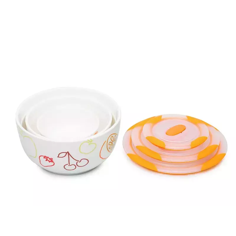 Zestaw misek OURSSON BS2981RC/OR 1,7 l okrągłe ceramiczne pomarańczowo-białe 3 szt.