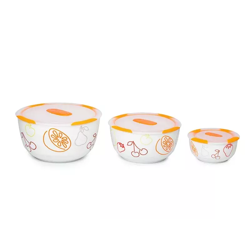 Zestaw misek OURSSON BS2981RC/OR 1,7 l okrągłe ceramiczne pomarańczowo-białe 3 szt.