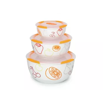 Zestaw misek OURSSON BS2981RC/OR 1,7 l okrągłe ceramiczne pomarańczowo-białe 3 szt.