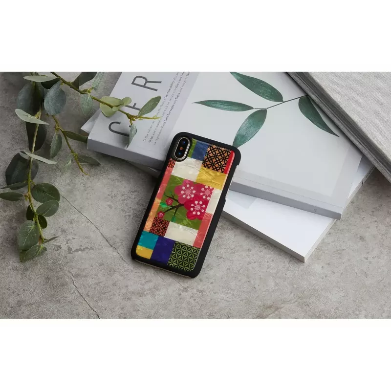 Etui na smartfona iKins do iPhone XS/S — wzór Cherry Blossom biały, ochronna twarda obudowa
