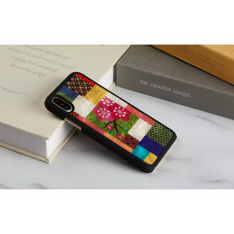 Etui na smartfona iKins do iPhone XS/S — wzór Cherry Blossom biały, ochronna twarda obudowa