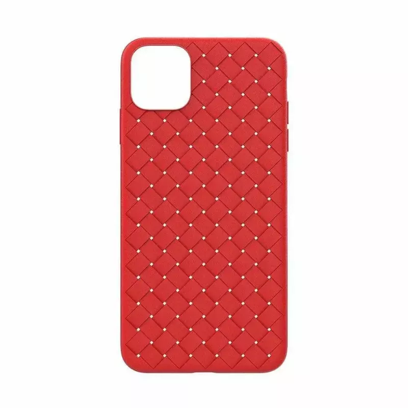 Miękkie etui na telefon Devia do iPhone 11 Pro — pleciony wzór, czerwone