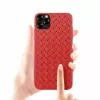 Miękkie etui na telefon Devia do iPhone 11 Pro — pleciony wzór, czerwone