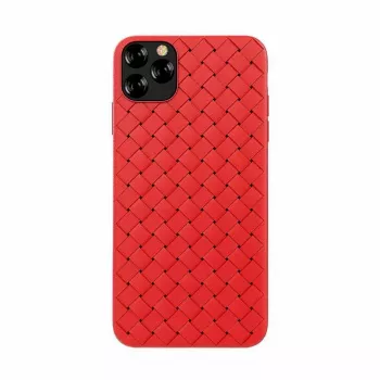 Miękkie etui na telefon Devia do iPhone 11 Pro — pleciony wzór, czerwone