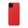 Miękkie etui na telefon Devia do iPhone 11 Pro — pleciony wzór, czerwone