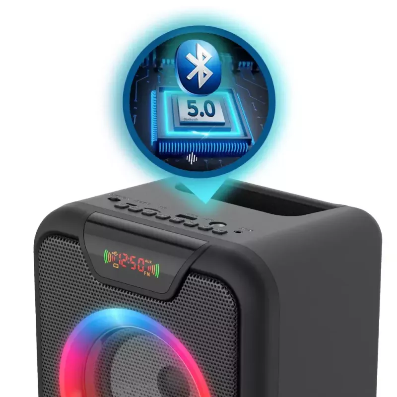 Przenośny głośnik Bluetooth MANTA SPK816 — 30W RMS, Bluetooth 5.0, USB/SD/AUX, FM, 4h bateria, Czarny