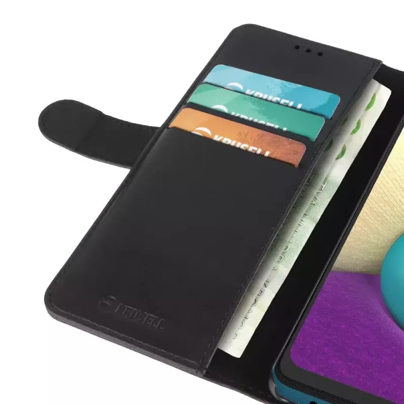 Etui z kieszeniami Krusell Galaxy A02 16.5 cm czarne 3 kieszenie na karty