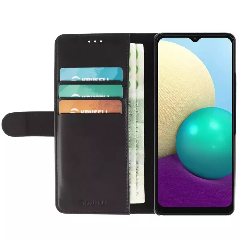 Etui z kieszeniami Krusell Galaxy A02 16.5 cm czarne 3 kieszenie na karty