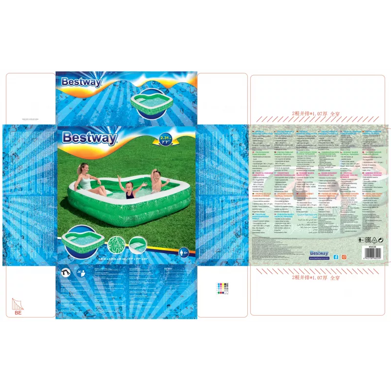 Bestway basen rodzinny Tropical Paradise 7'7 inch x 7'7 inch x 20 inch / 2,31 m x 2,31 m x 51 cm