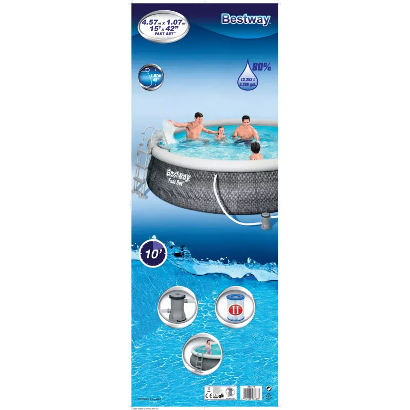Bestway 57372 basen naziemny Basen dmuchany Okrągły 12362 L Szary