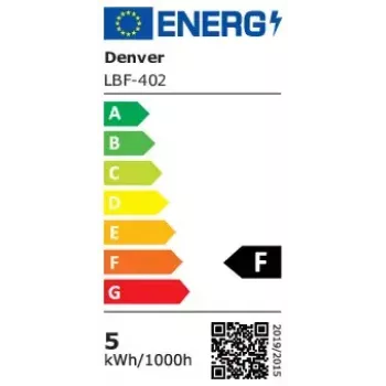 Inteligentna żarówka Denver LBF-402 Wi-Fi Czarny Transparentny Klasa energetyczna F
