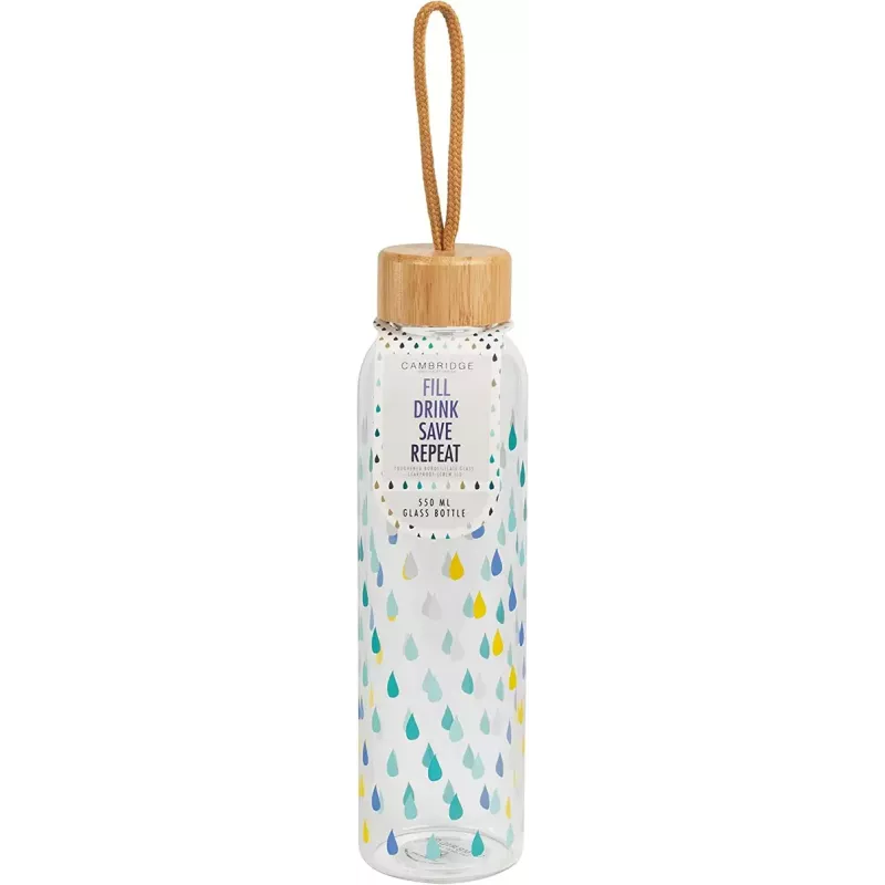 Szklana butelka Cambridge CM06991 550 ml z bambusową pokrywką
