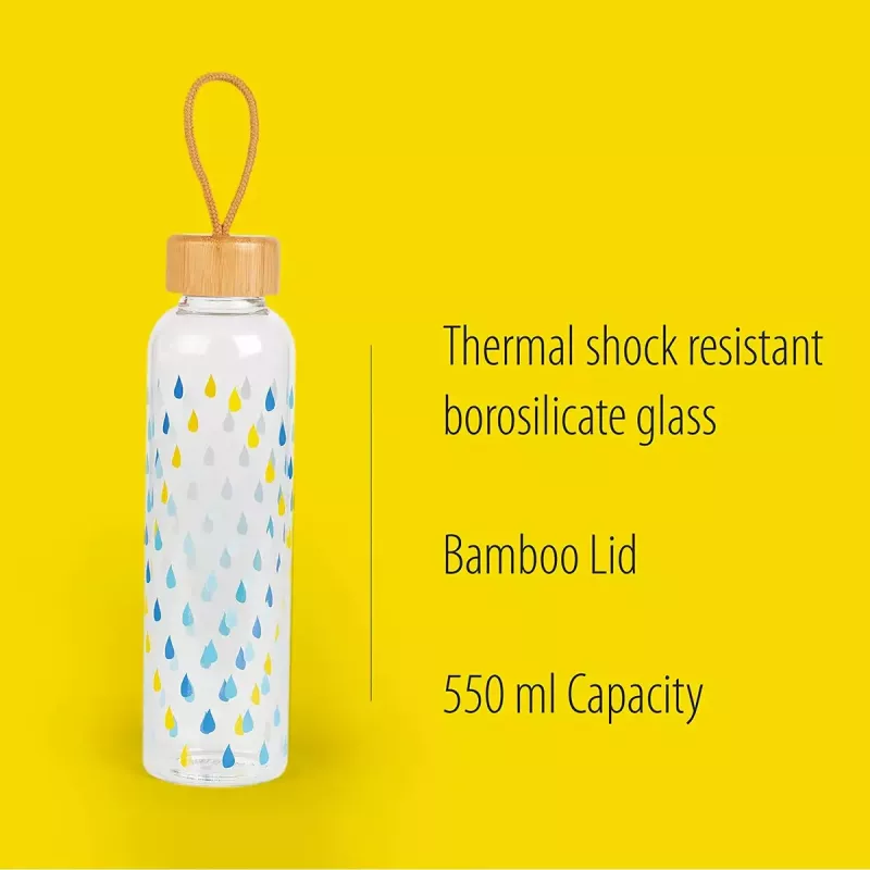 Szklana butelka Cambridge CM06991 550 ml z bambusową pokrywką