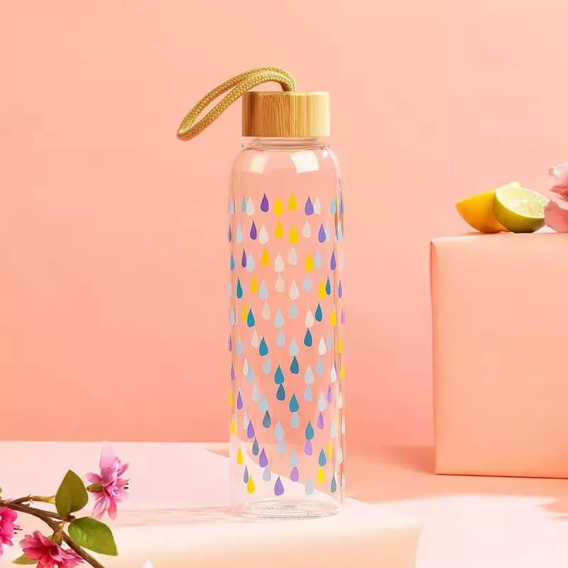 Szklana butelka Cambridge CM06991 550 ml z bambusową pokrywką