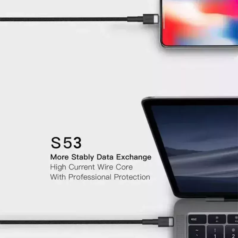 Kabel USB-C na USB-C Orsen S53, 1 m, 3 A, czerwony