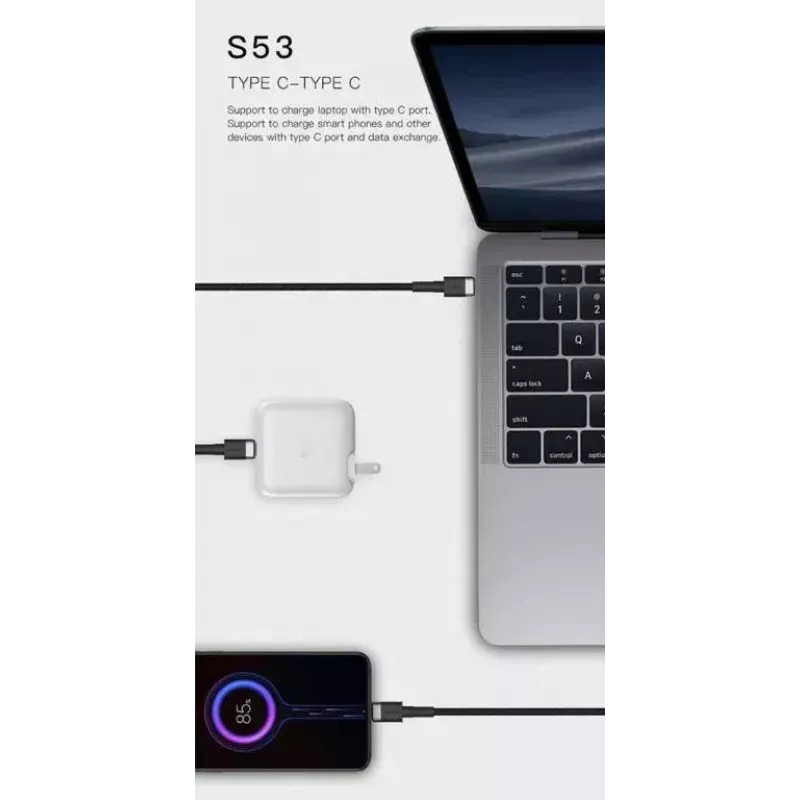 Kabel USB-C na USB-C Orsen S53, 1 m, 3 A, czerwony