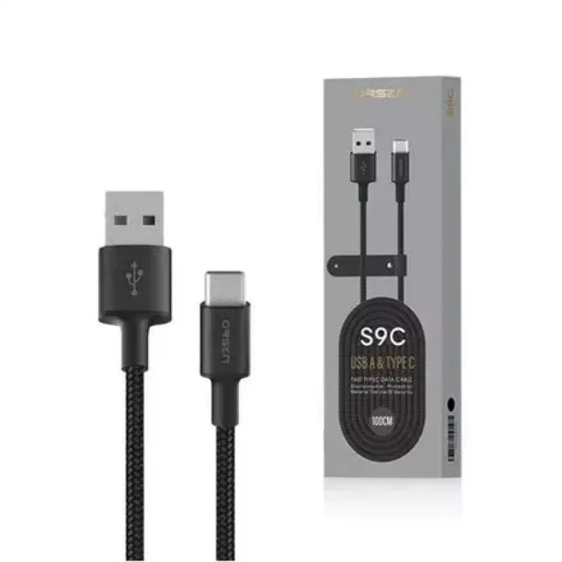 Kabel USB-A – USB-C Orsen S9C 1 m, 2,1 A, czarny