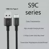 Kabel USB-A – USB-C Orsen S9C 1 m, 2,1 A, czarny