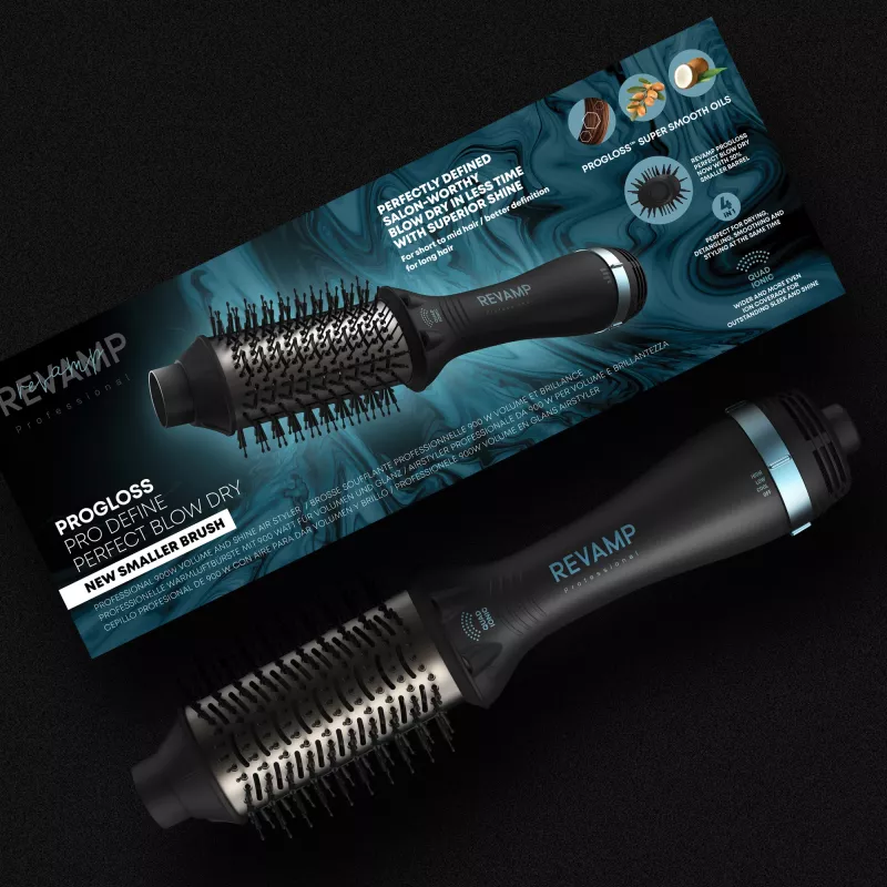 Revamp Progloss Pro Define Perfect Blow Dry Hot air brush Warm Czarny 900 W 3 m