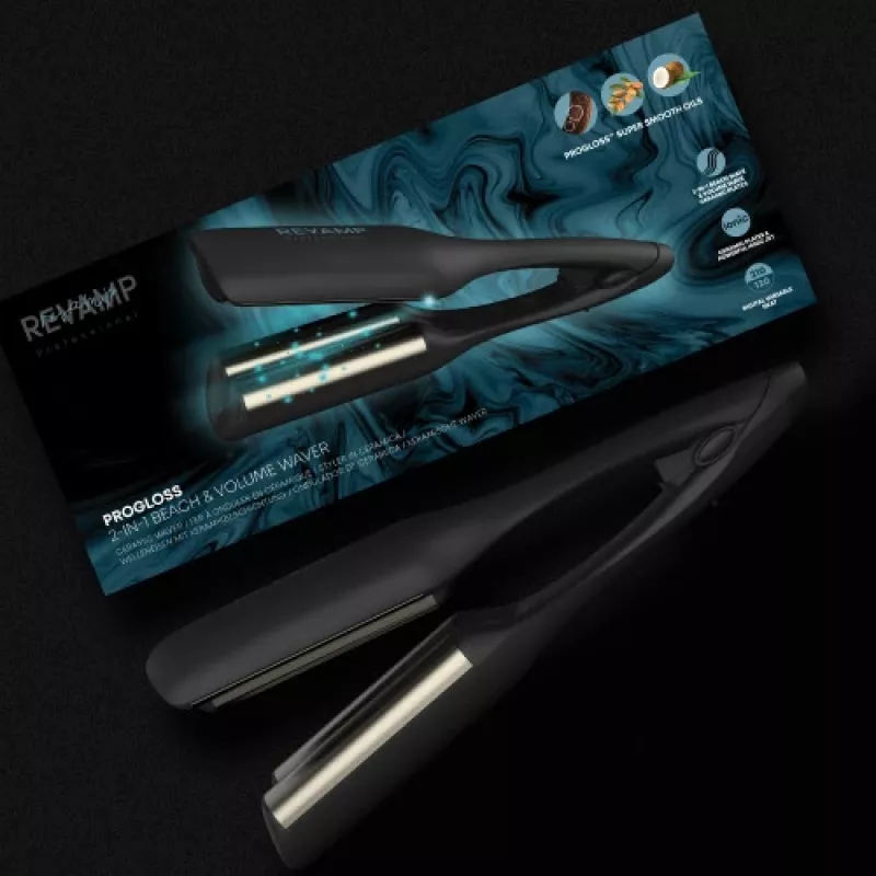 Revamp Progloss 2-w-1 Lokówka falująca Beach & Volume Warm Czarny 3 m